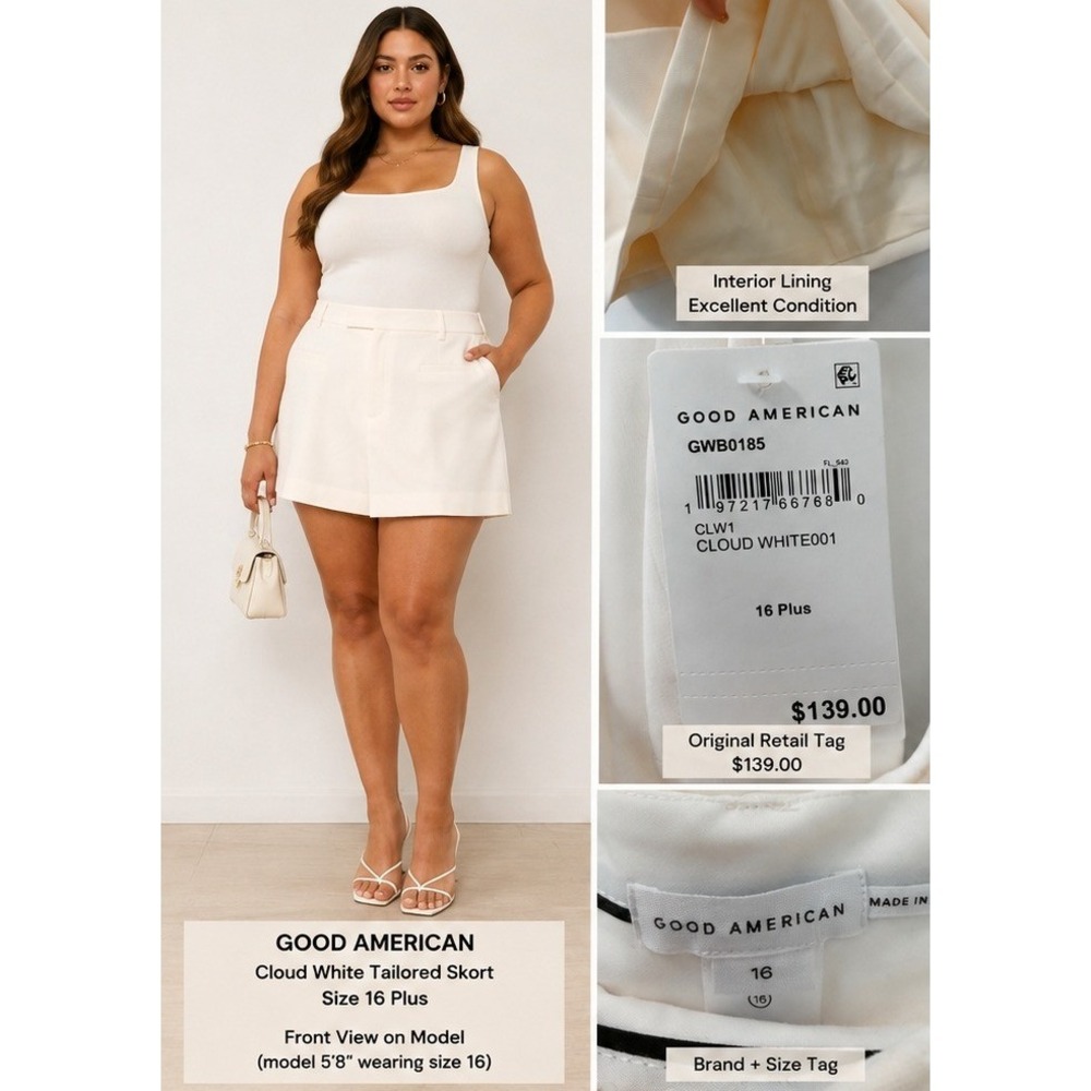 Good American Mini Skirt Women 16 Plus Cloud White Quiet Luxury GWB0185 NWT